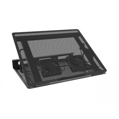 Natec Tern 2 Base Refrigeradora para Portatil de 17.3 - 2 Ventiladores Magneticos de 80 mm - Control de Velocidad - Solida Construccion Metalica - Color Negro