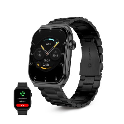 Smartwatch Olympo, Pantalla AMOLED 1,96, 2 correas, Aut. 5 días, Modos deporte y salud, Llamadas, Asistentes voz, Negro