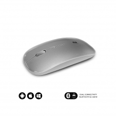 SUBBLIM Ratón Í?ptico Inalámbrico 2.4G y Bluetooth Dual Flat Mouse Recargable Plateado