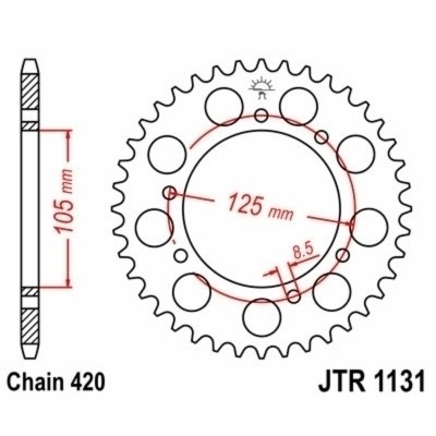 Corona JT SPROCKETS acero estándar 1131 - Paso 420 JTR1131.48