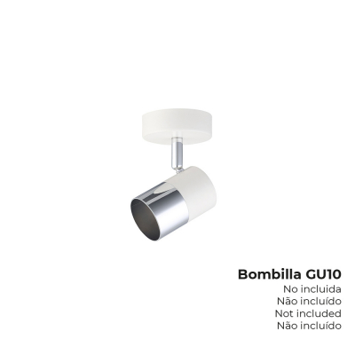 Foco 1 elemento modelo moon gu-10 (bombilla no incluida) color cromo+blanco hueso ø 9 x 7,6 x 12,6 cm