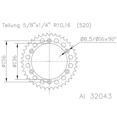 Corona ESJOT Aluminio 51-32043-45 dientes 51-32043-45