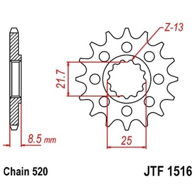 Piñón JT F1516 de acero con 15 dientes JTF1516.15