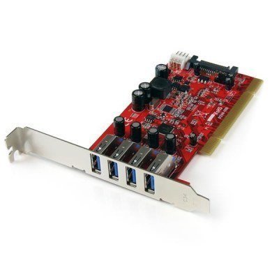 Tarjeta Adaptador PCI USB 3.0 (5Gbps) SuperSpeed 4 Puertos Con Alimentación SATA LP4 - Hub Concentrador Interno - Ladrón USB Interno - 2x USB A Hembra