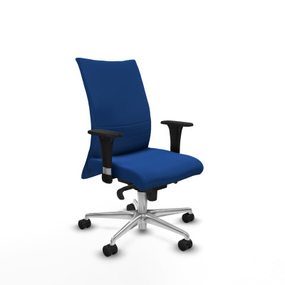 Albacete confidente XL sincro similpiel azul brazos 1D cromados base aluminio ruedas 65 mm nailon