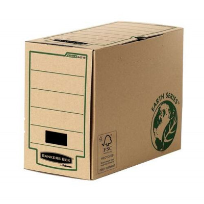 Fellowes pack 20 Bankers Box Earth Caja de Archivo Definitivo Folio 150mm - Montaje Manual - Carton Reciclado Certificacion FSC - Color Marron