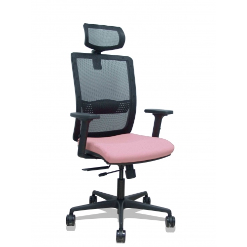 Silla Haches traslack malla negra asiento bali rosa brazos 2D ruedas 65mm cabecero regulable