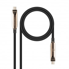 Nanocable Cable USB 3.2 Gen2x1 AOC, 60W 3A PD 10Gbps 8K@60Hz, USB-C M/M, 15m, Negro