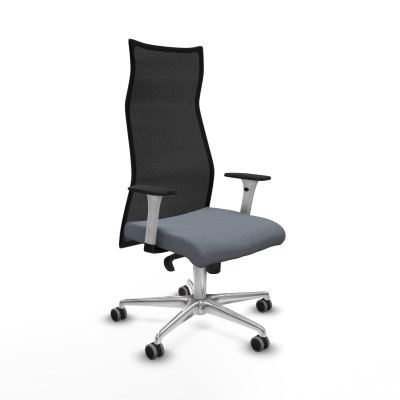 Albacete malla sincro malla negra bali gris brazos blancos base aluminio ruedas 65mm engomadas