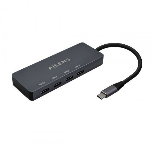 AISENS - HUB USB 3.2 GEN1 5G USB-C, USB-C/M-4xUSB-C/H, GRIS, 15CM