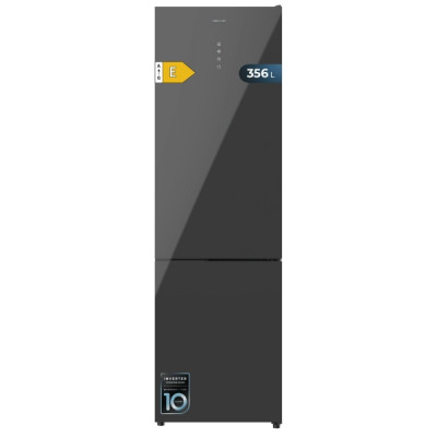Cecotec Bolero CoolMarket Combi 356 Grey Glass E Frigorifico Combi - Capacidad 356L - Modo Vacaciones - Frio Envolvente - Cajon Humedad Regulable - Clase E - 59.5x63.5x200cm - Color Gris