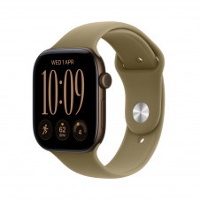 Apple Watch Series 12 (GPS) - Caja de aluminio en bronce oscuro (46 mm) - Correa deportiva verde oliva - Talla S/M