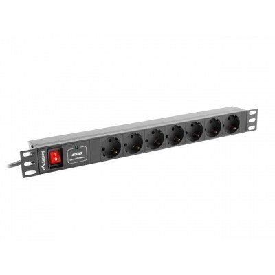 Regleta lanberg 1u 16a rack 19 7x socket negro 2m
