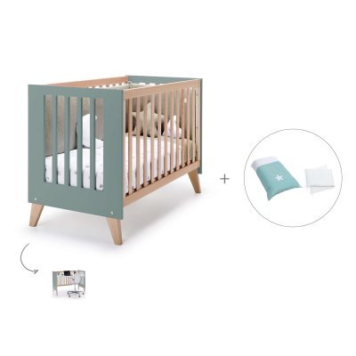Cuna-escritorio (2en1) madera/eucalipto 60x120 cm + textil Mare · Nexor