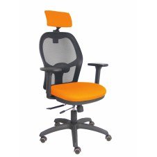 Piqueras y Crespo Silla Jorquera traslack malla negra asiento bali naranja brazos 3D cabecero regulable