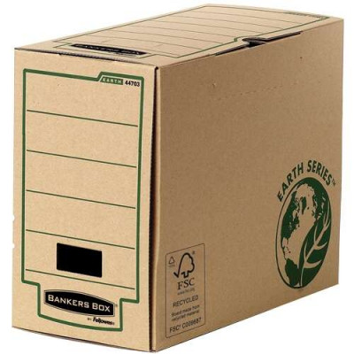 Fellowes pack 20 Bankers Box Earth Caja de Archivo Definitivo A4 150mm - Montaje Manual - Carton Reciclado Certificacion FSC - Color Marron