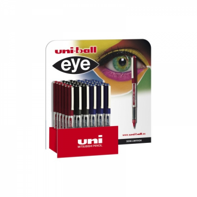 Uni-ball Eye Micro UB-150 Expositor de 36 Boligrafos de Tinta Liquida - Punta de Bola 0.5mm - Tinta Resistente al Agua y Luz - Sistema de Control de Tinta - Ventana de Nivel de Tinta - Colores Surtido