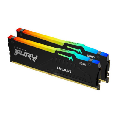 Memoria ram ddr5 64gb 2x 32gb kingston - 6000mt - s - pc5 - 48000 - fury beast rgb - cl36 - 1.35v