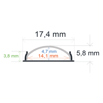 Perfil LED Superficie Flexible 17,4x5,8mm Opal 2m