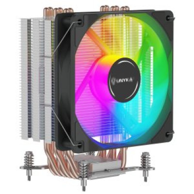 VENTILADOR CON DISIPADOR PARA CPU UNYKA UNYCOOL H60 ARGB 9 ASPAS 120mm COMPATIBLE TODO INTEL + AM4