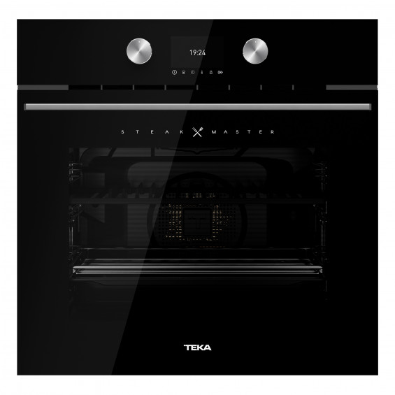 Horno pirolítico Teka SteakMaster BK, 12 funciones, SteakGrill 700 °C, DualClean, 20 recetas, 2 guías Plus-Extension, 4 cristales, clase A, negro
