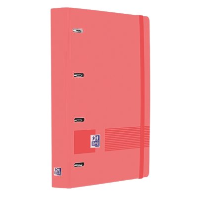 Oxford Europeanbinder Live & Go A4+ Carpeta Tamaño A4+ con Recambio de 100 Hojas Cuadricula 5x5mm - Tapa de Plastico Polyfoam - Cierre con Goma - Color Sandia