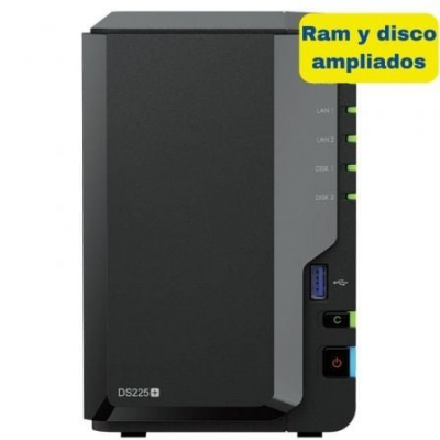 NAS Synology Diskstation DS225+/ 2 Bahías 3.5- 2.5/ 6GB DDR4/ 8TB/ Formato Torre