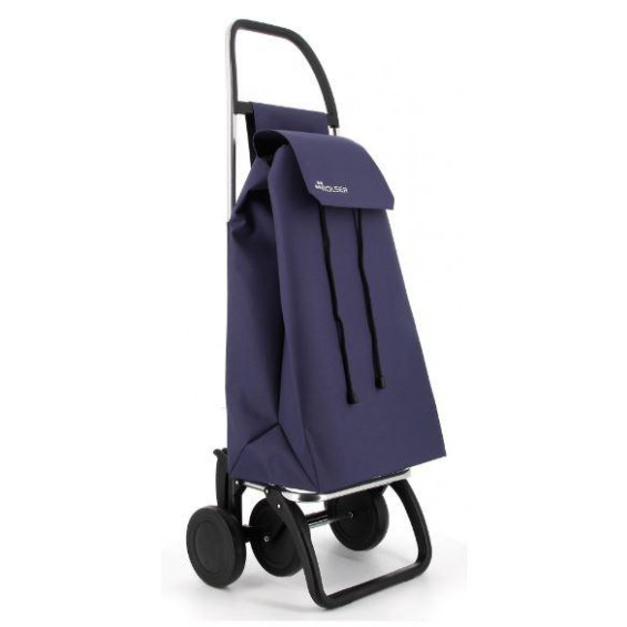 Carro de compra Rolser Saquet LN 4 ruedas, bolsa de 43 litros, carga máxima 40 kg, chasis aluminio, base abatible, cierre cordón, marino