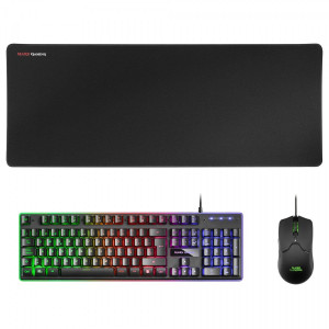Mars Gaming MCPXBES Combo Teclado+Ratón+Alfombrilla Negro