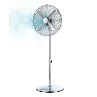 Cecotec EnergySilence 620 Retrostyle Ventilador de Pie con 4 Aspas - Potencia de 50W - Diametro de 40cm - 3 Velocidades - Oscilacion Automatica - Altura Ajustable - Seguridad Garantizada - Color Plata