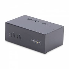 StarTech.com Switch KVM de 2 Puertos DisplayPort para 2 Monitores - Conmutador KVM 4K60Hz - Hub Ladrón 2x USB 5Gb - Hub 2x USB 2.0 - Teclas de Acceso