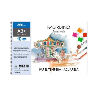 FABRIANO BLOC ESPIRAL PAPEL ACUARELA 10H 350G A3+