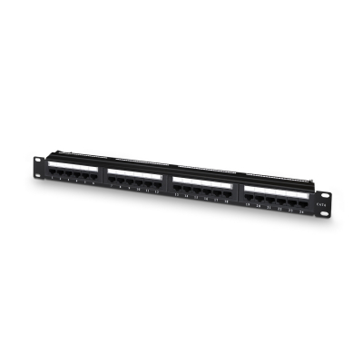 Panel De Parcheo De 24 Puertos RJ45 Cat.6 UTP, 19 1U Dual IDC Con Gestion De Cables, Negro