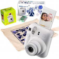 Fujifilm Instax Mini 12 Cámara Instantánea Kit Navidad Clay White
