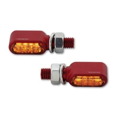 HIGHSIDER CNC LED indicators Little Bronx, red, tinted glass, E-approved, pair 204-2862