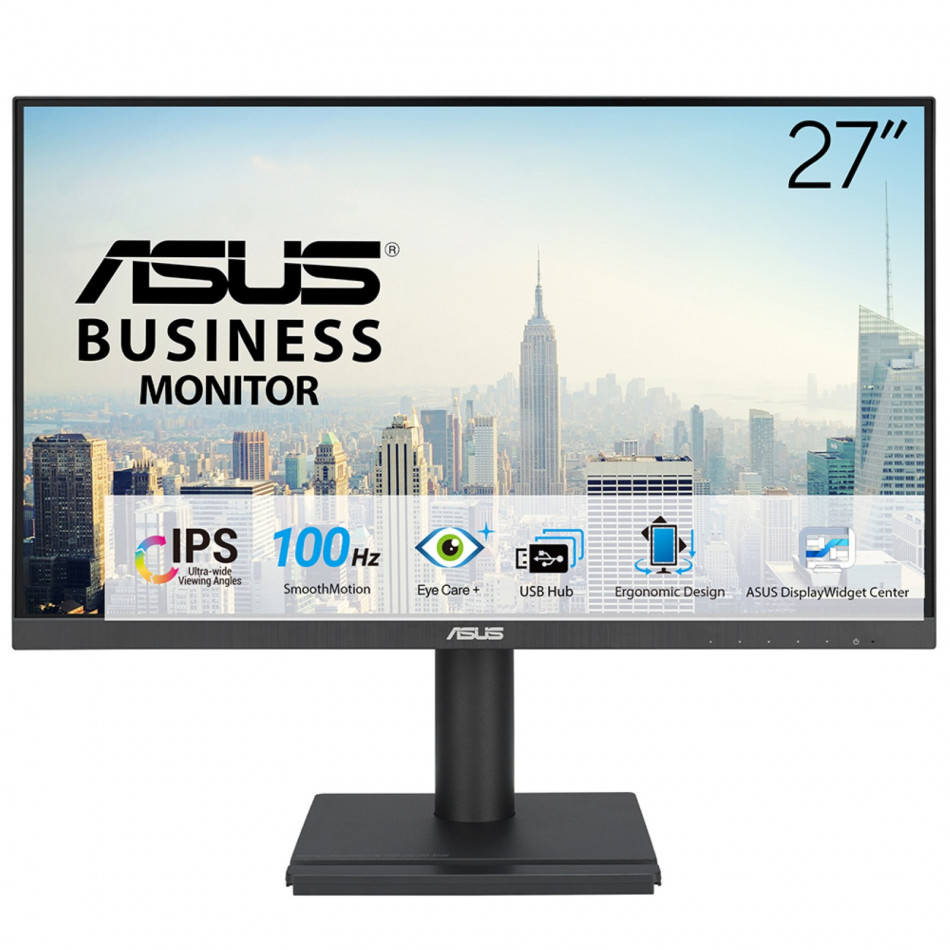 Monitor Profesional Asus VA27DQFS 27"/ Full HD/ Multimedia/ Regulable en altura/ Negro