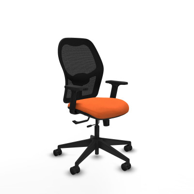 Alocén traslack malla negra bali naranja brazos 2D base piramidal ruedas nailon 65mm