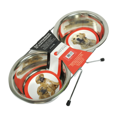 Set comederos acero inoxidable 2 x 0,75 l