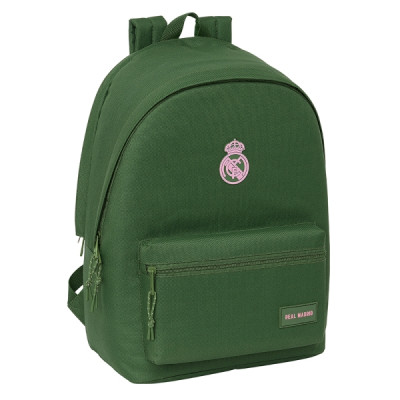 Safta Real Madrid Chica Caqui Mochila para Portatil hasta 15.6 - Conector USB - Acolchado en Espalda - Hombreras Ergonomicas - Base Acolchada - Asa Superior - 24.55L - 310x180x440mm - Color Verde