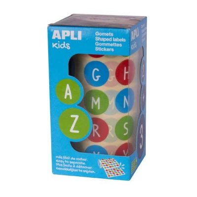 APLI R.900 GOMETS REMOVIBLES CIRCULARES LETRAS MAYUSCULAS DIAM 20MM MULTICOLOR
