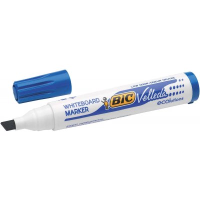Bic Velleda 1751 ECOlutions Marcadores para Pizarra - Punta Biselada - Trazo entre 3mm y 5.5mm - Tinta con Base de Alcohol - Ecologico - Borrado Optimo - Color Azul