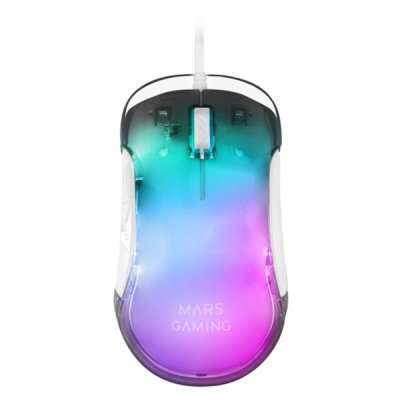 Ratón Gaming Mars Gaming MMGLOWW/ Hasta 12800 DPI/ Blanco