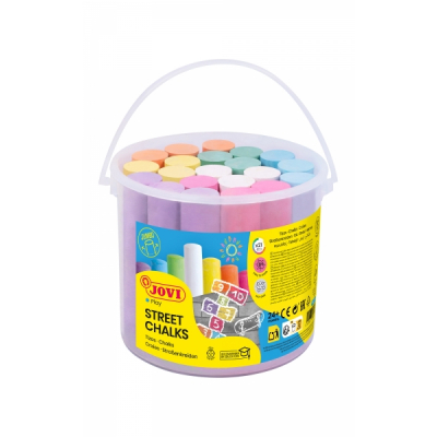 Jovi Street Chalks Bote 21 Tizas Jumbo - Especiales para Dibujar en El Suelo - Tizas Redondas - Facil Eliminacion con Agua - Poco Resto de Polvo en Las Manos - Color Surtido