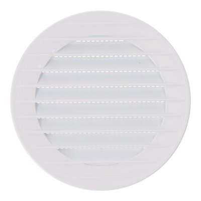 Rejilla ventilación redonda empotrable con mosquitera ø90mm abs blanca