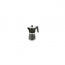 CAFETERA BRA PERFECTA 6 TAZAS ALUMINIO FONDO PARA INDUCCION TOTAL APTA TODO TIPO COCINAS NEGRO A170485