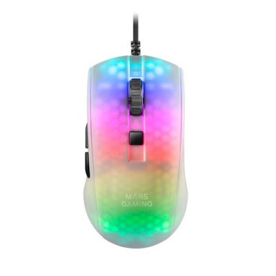 Ratón Gaming Mars Gaming MMRW/ Hasta 12800 DPI/ Blanco