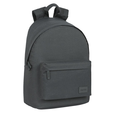 Safta Basic Mochila para Portatil hasta 14.1 - Bolsillo para Tablet - Tirador Doble - Hombreras Ergonomicas - Espalda Acolchada - Asa de Mano Forrada - 20L - 310x160x410mm - Color Gris
