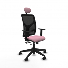 Piqueras y Crespo Motilla traslack malla negra bali rosa brazos 1D base piramidal cabecero fijo ruedas 65mm nailon