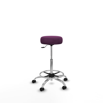 Tolosa giratorio similpiel morado base cromada ruedas engomadas 50mm aro cromado