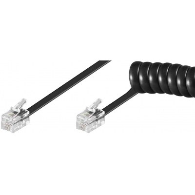 Cable Telefono RJ09 4P4C Espiral 4m Negro